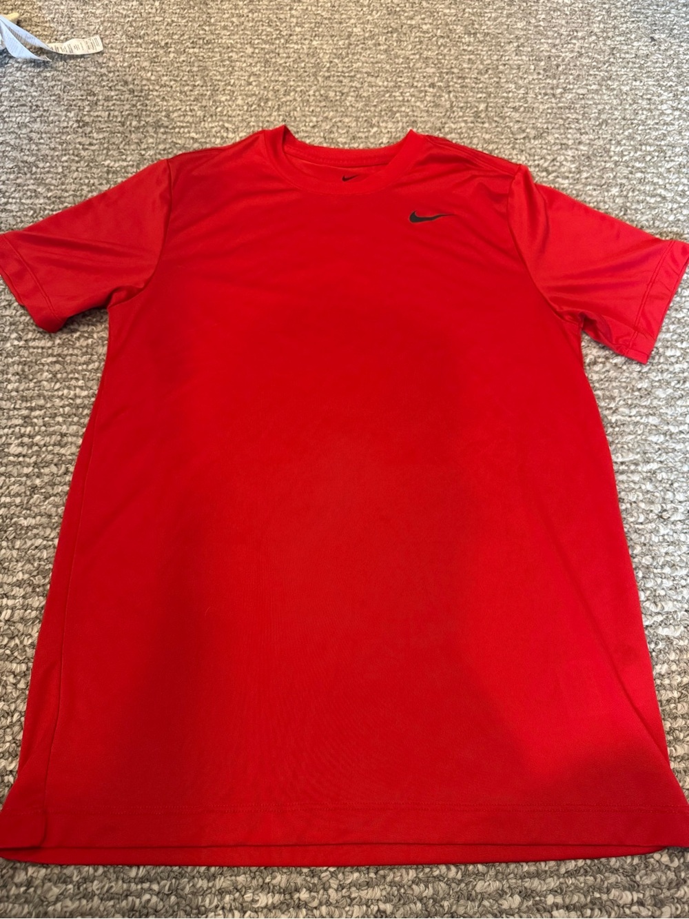Nike Red Short Sleeve Performance Tee with Black Swoosh